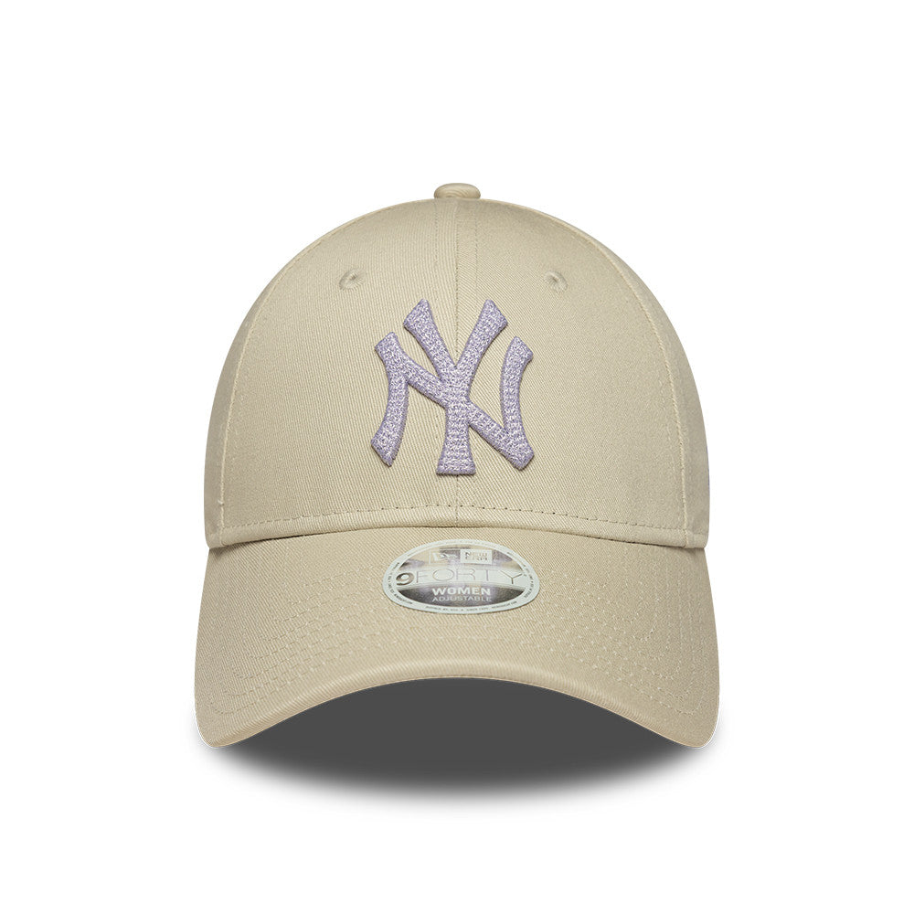 New York Yankees MLB Womens Metallic 9Forty Strapback Beige/Purple
