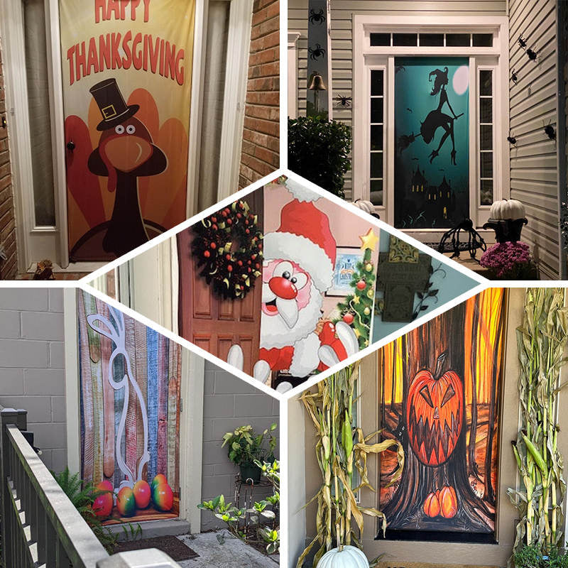 Green Monster Paw Black Simple Christmas Door Cover