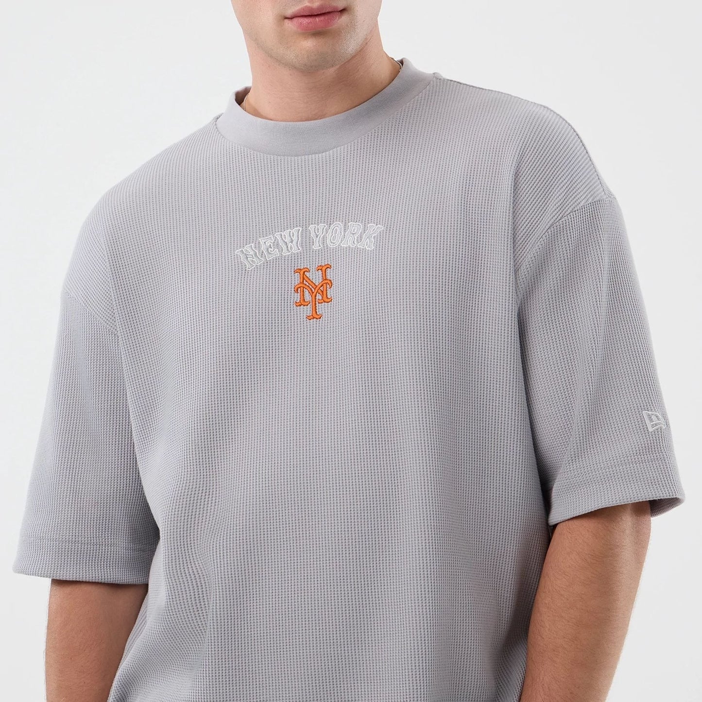 New York Mets MLB Waffle Box Tee New Era Grey